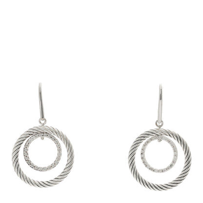 David Yurman Sterling Silver Diamond Mobile Circle Drop Earrings 1 of 4