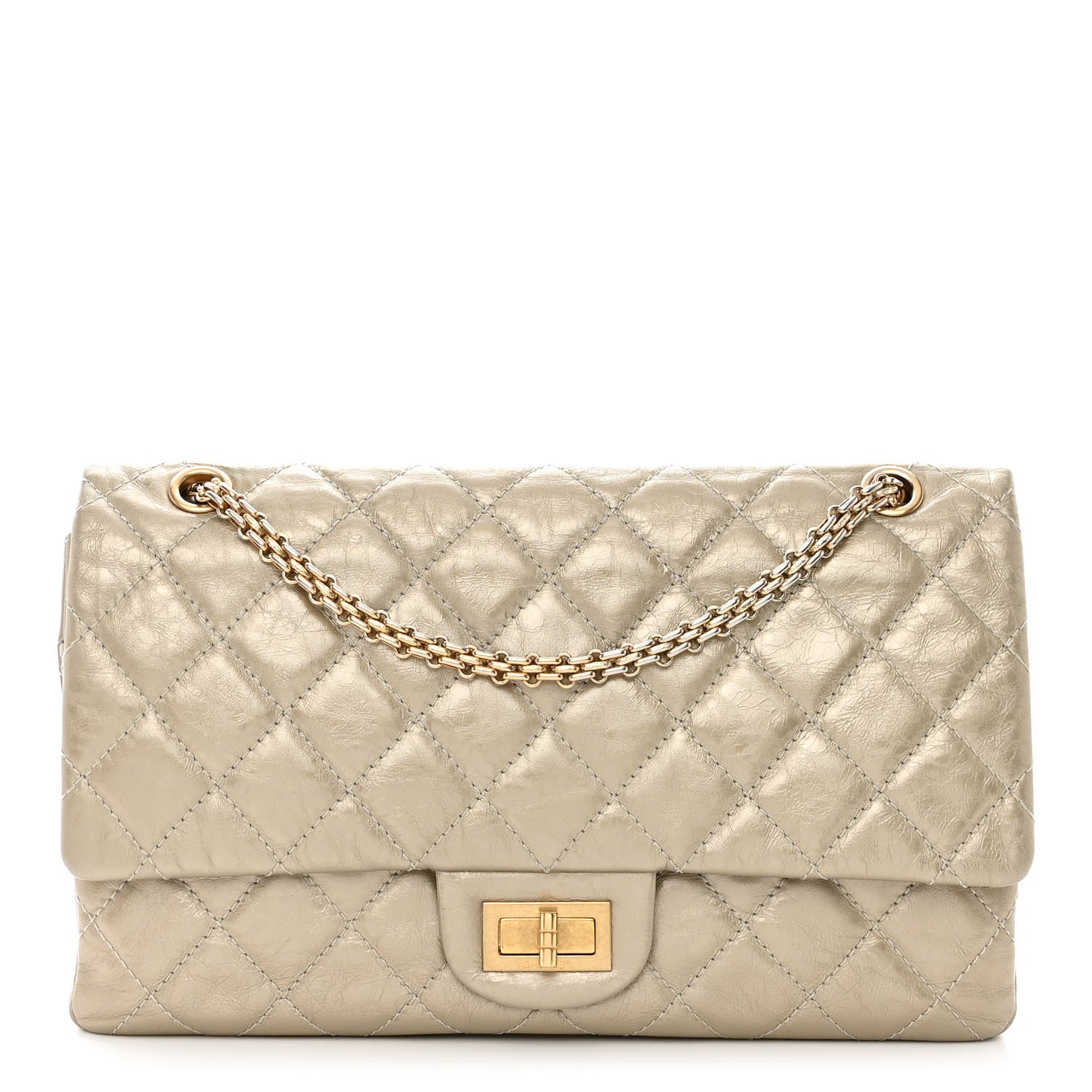 Chanel Metallic Aged Calfskin Quilted 2.55 Reissue 227 Flap Pale Gold 1 of 14