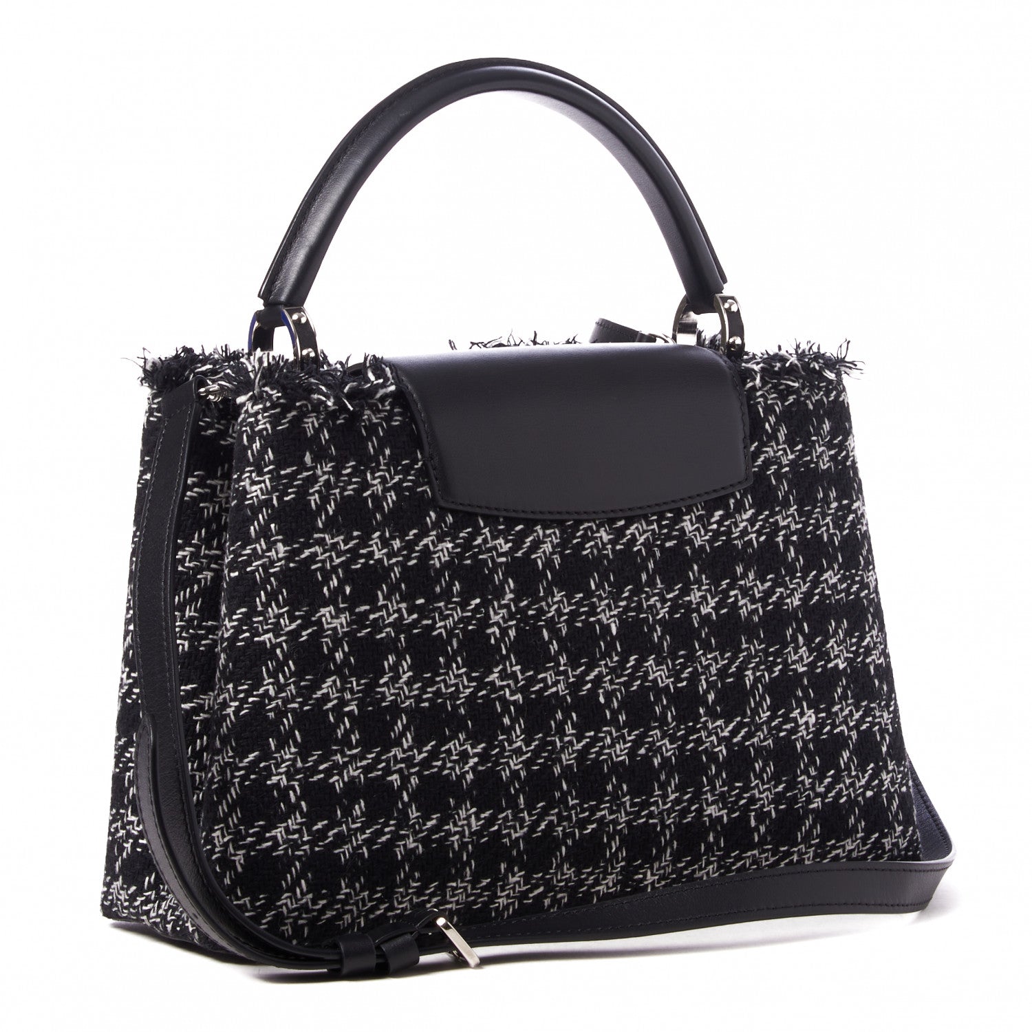 Louis Vuitton Tweed Calfskin Capucines MM Black White 2 of 8