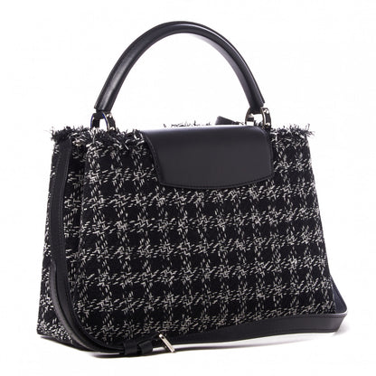 Louis Vuitton Tweed Calfskin Capucines MM Black White 2 of 8