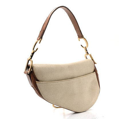 Christian Dior Canvas Calfskin Saddle Bag Beige 3 of 13