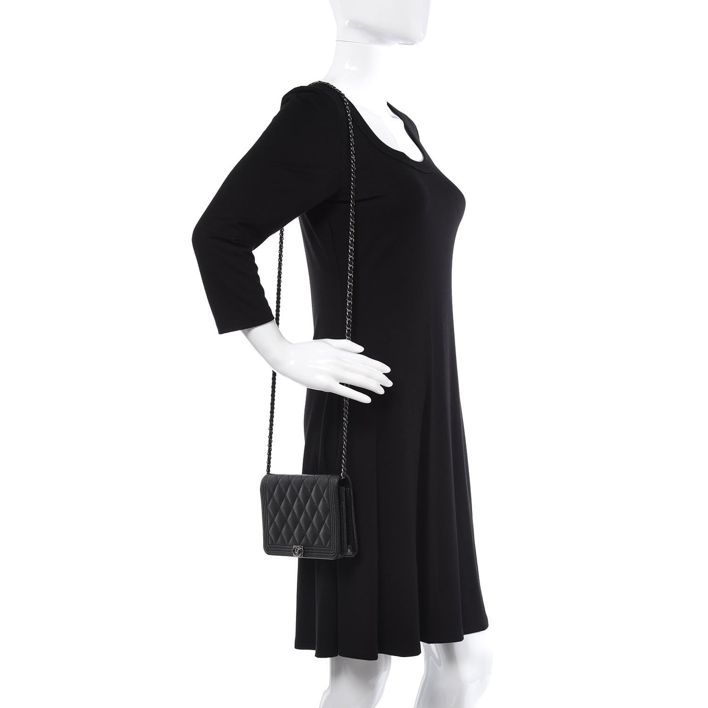 Caviar Quilted Boy Wallet On Chain WOC Black
