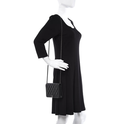 Chanel Caviar Quilted Boy Wallet On Chain WOC Black 2 of 8