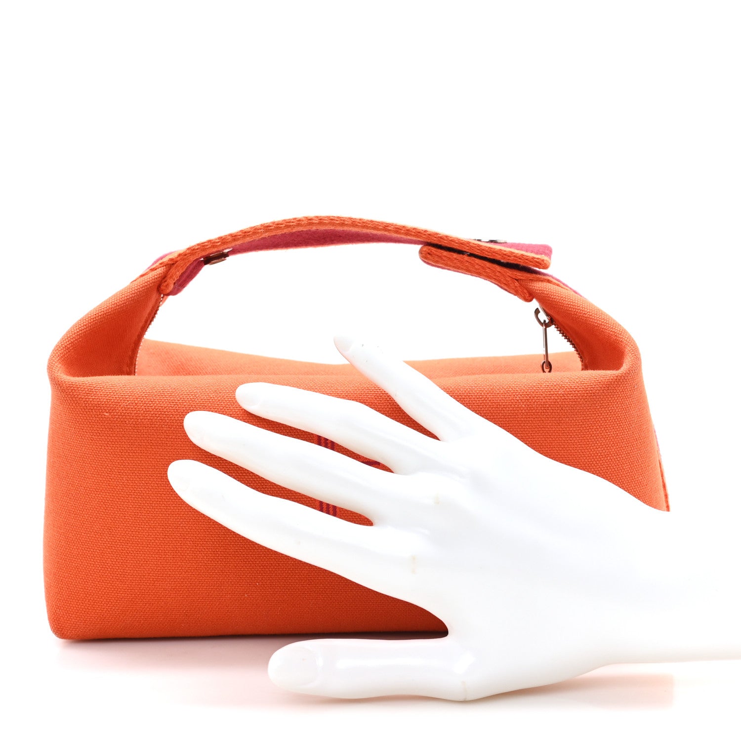 Hermes Canvas Small Bride-A-Brac Pouch Orange Burgundy 2 of 7