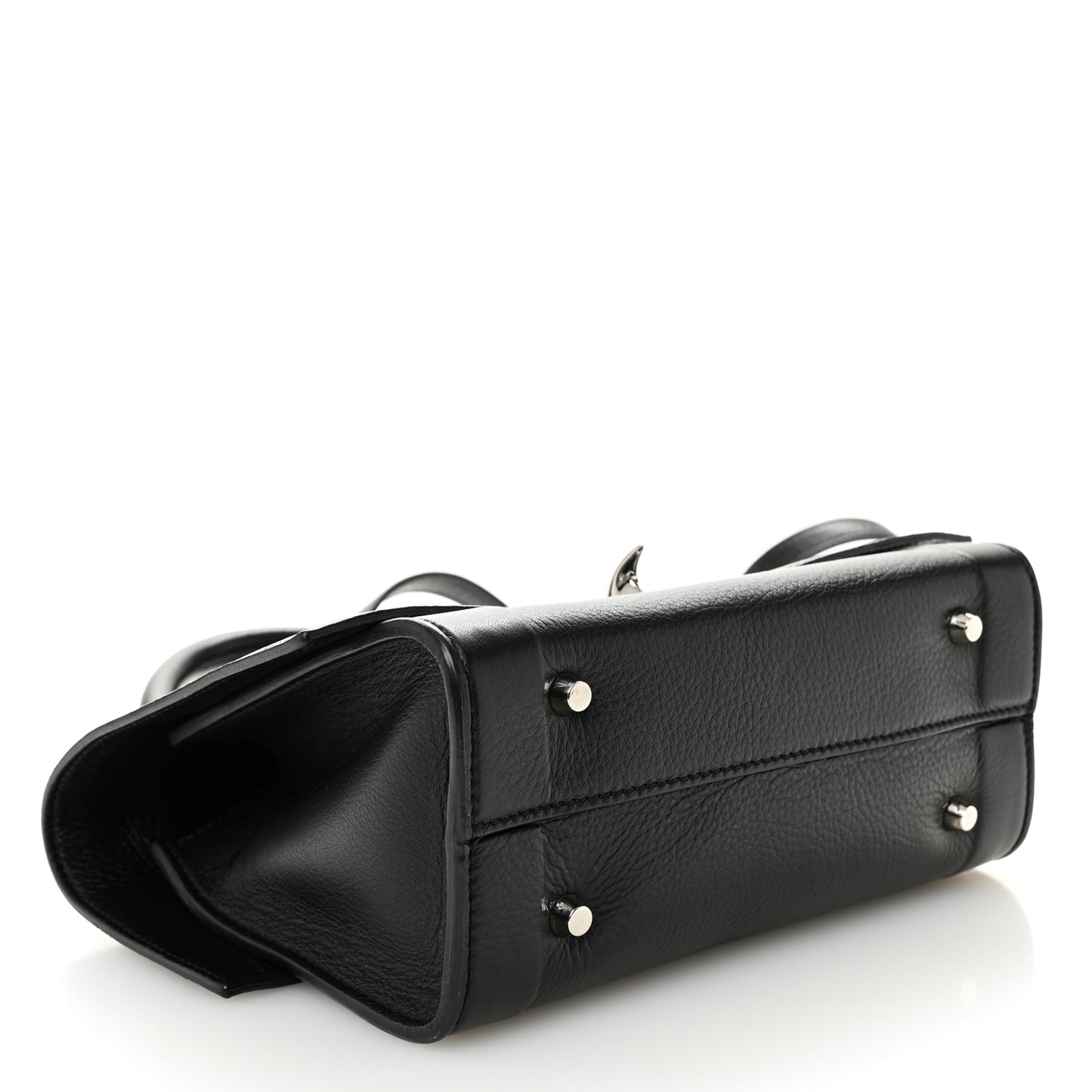Grained Calfskin Mini Shark Lock Satchel Black