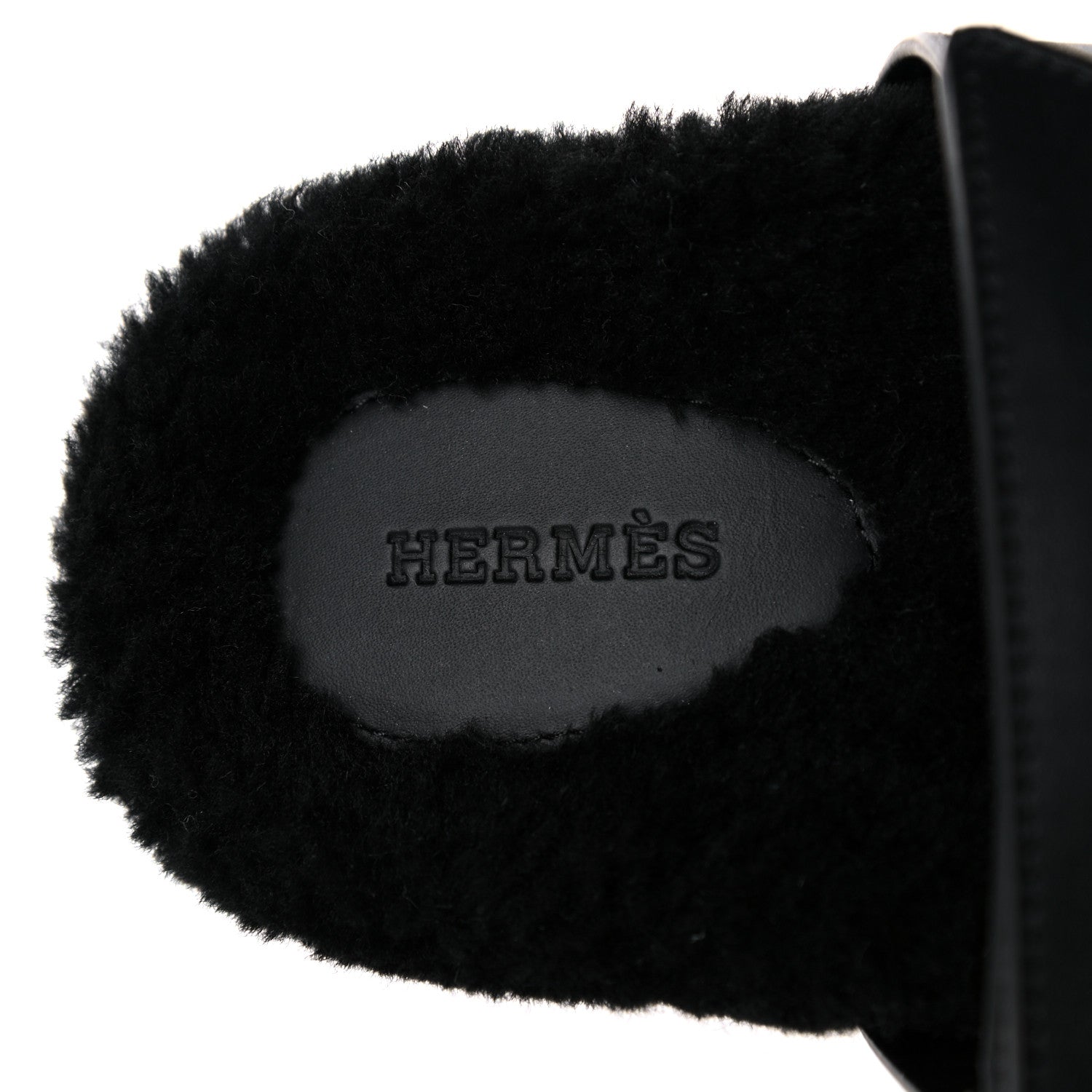 Hermes Calfskin Woolskin Womens Chypre Sandals 38.5 Black 7 of 11