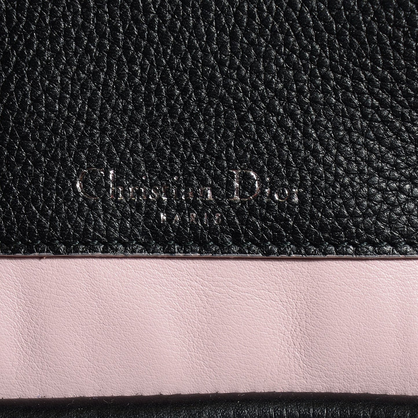 Grained Calfskin Bi Color Dior Bar Tote Black Rose Dragee