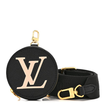 Louis Vuitton Nylon Empreinte Monogram Giant Bandouliere Strap with Coin Purse Black Beige 1 of 7