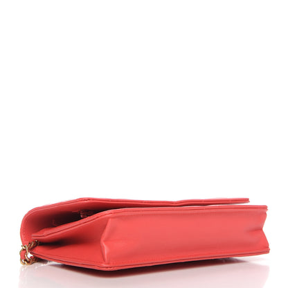 Chanel Lambskin Quilted Wallet on Chain WOC Red 4 of 13