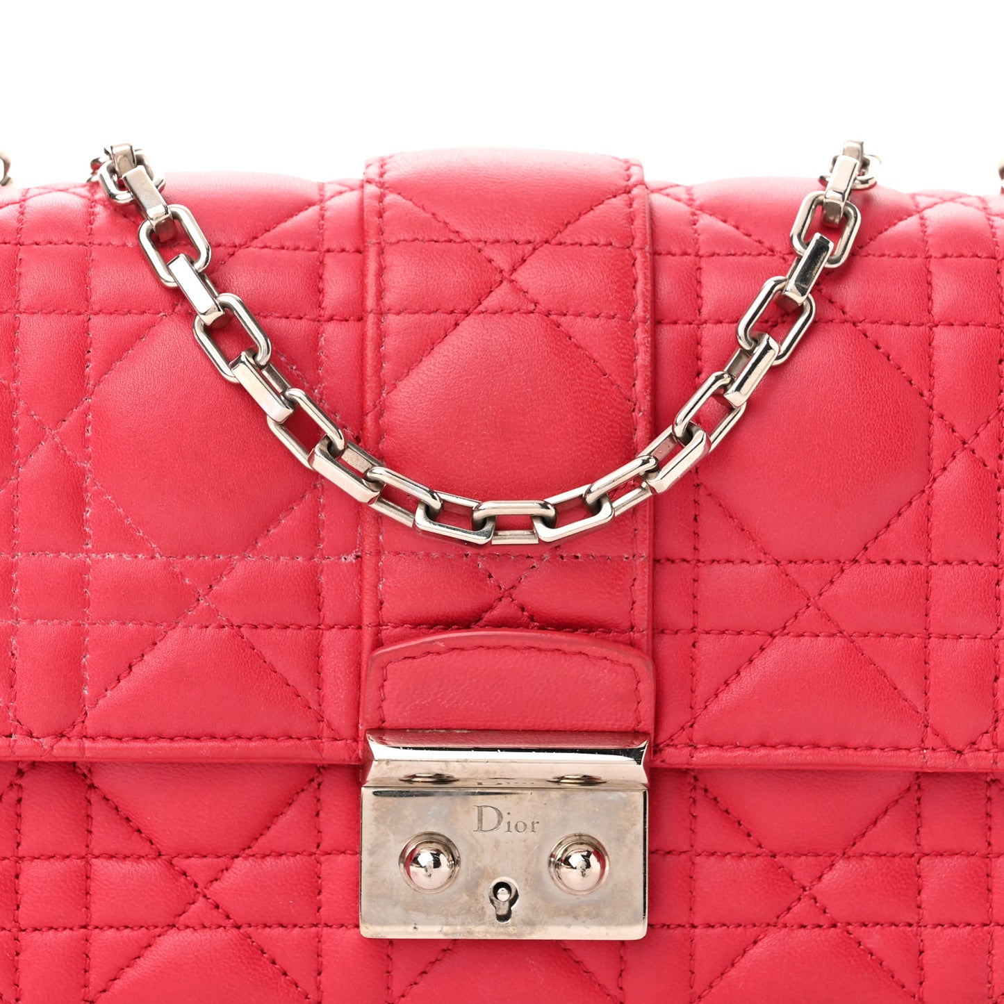 Lambskin Cannage Miss Dior Promenade Pouch Fuchsia