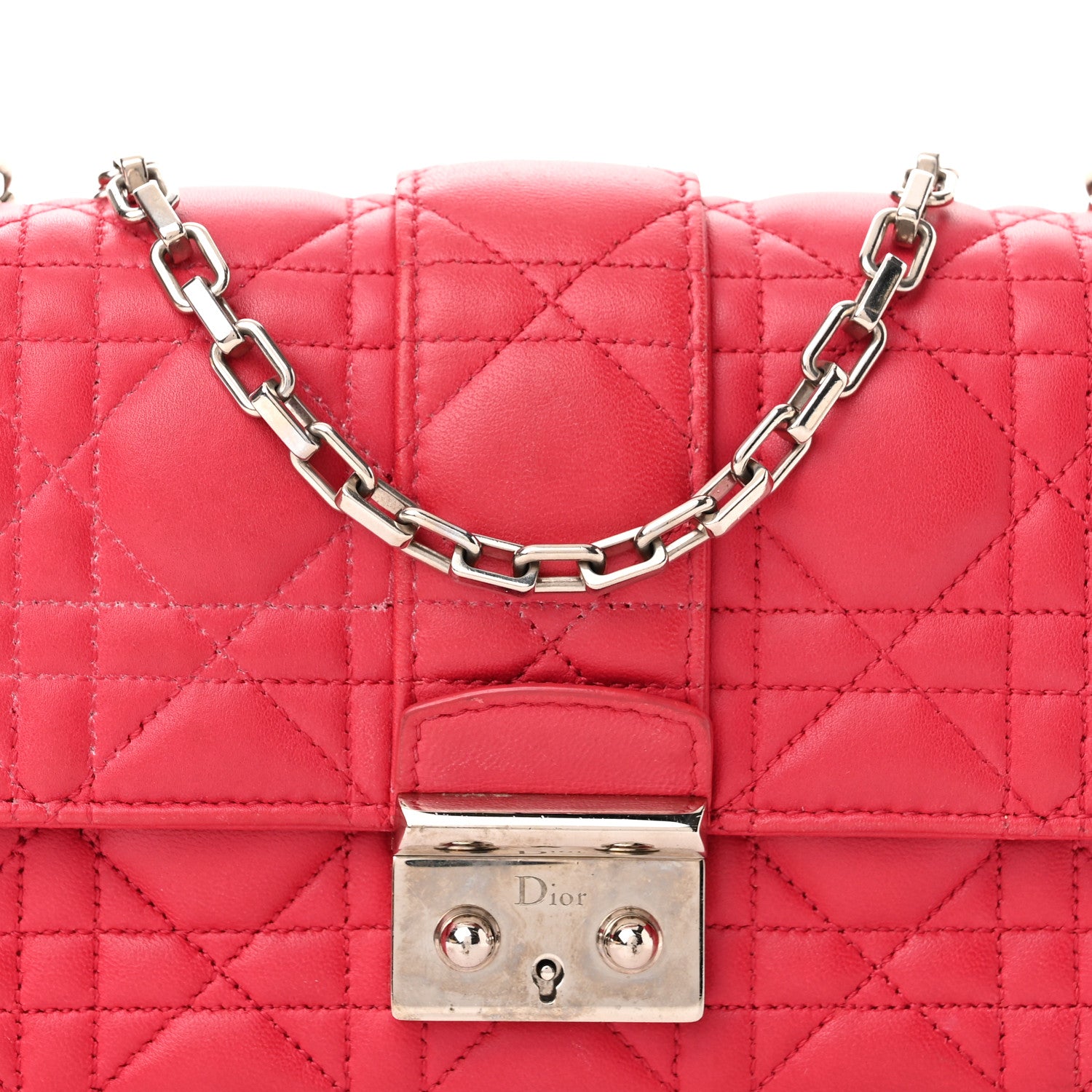 Christian Dior Lambskin Cannage Miss Dior Promenade Pouch Fuchsia 9 of 14