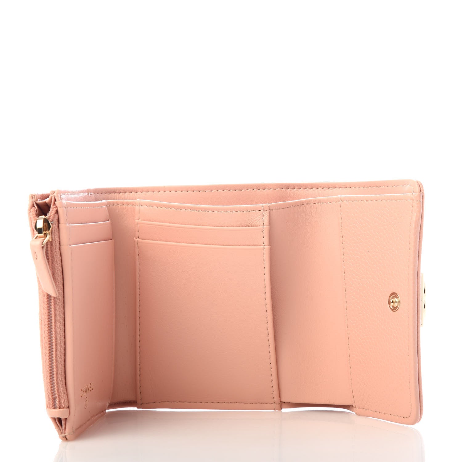 Chanel Caviar Quilted Boy Compact Wallet Rose Clair 5 of 7