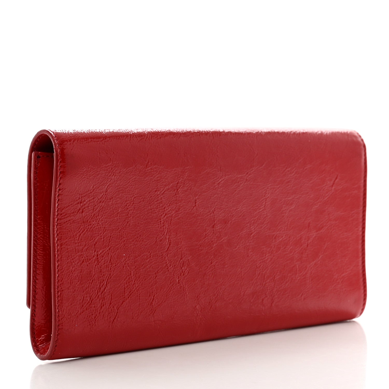 Saint Laurent Textured Patent Monogram Large Belle De Jour Clutch Red 3 of 7