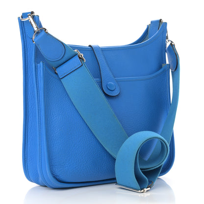 Hermes Taurillon Clemence Evelyne III PM Bleu Hydra 3 of 11