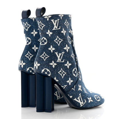 Louis Vuitton Denim Monogram Silhouette Ankle Boots 36 Navy Blue 4 of 10