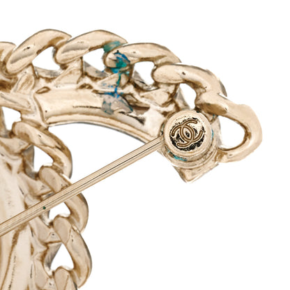 Chanel Crystal Chain CC Brooch Gold 5 of 6