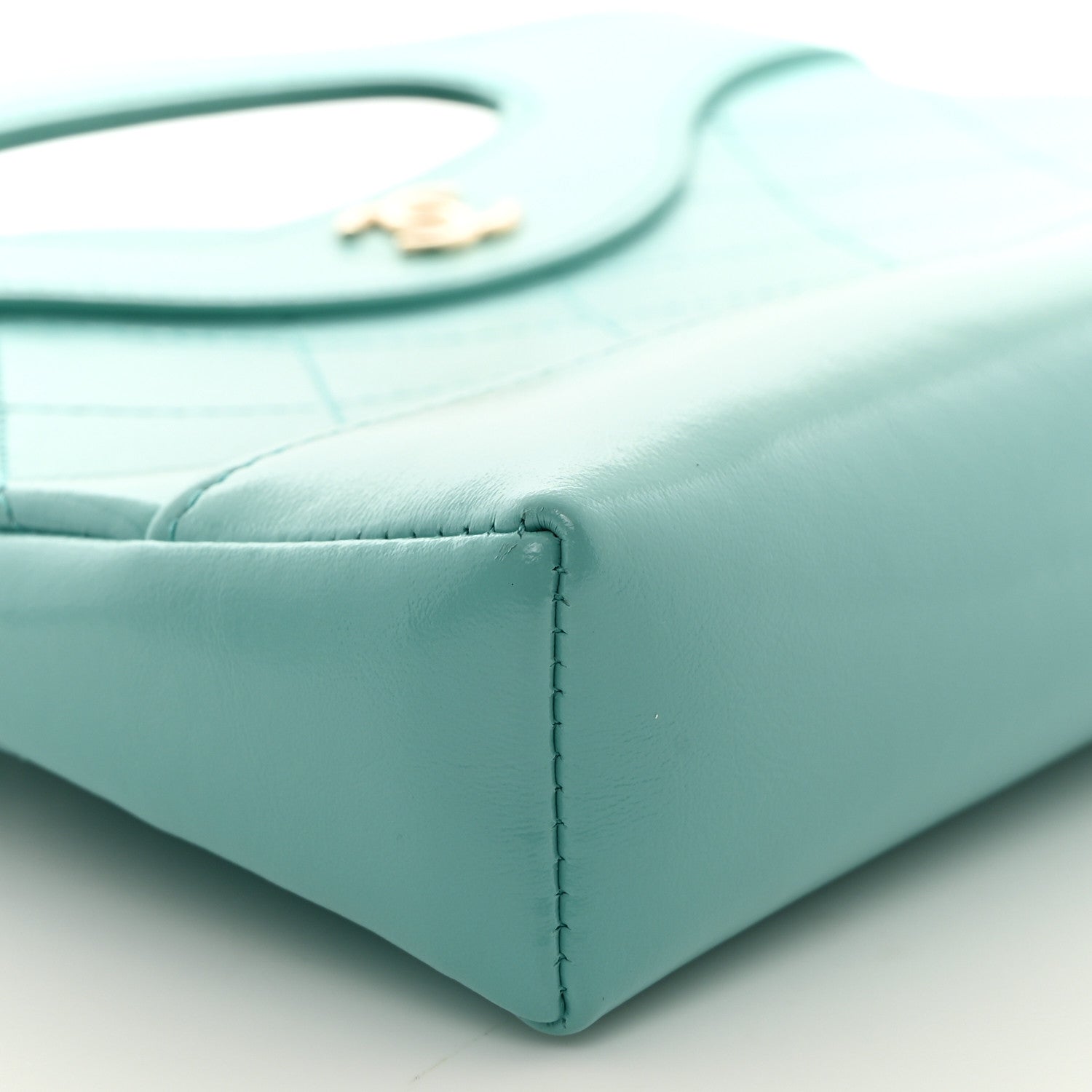 Chanel Shiny Crumpled Calfskin Quilted Nano 31 Shopping Bag Turquoise 9 of 11