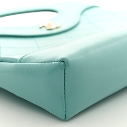Chanel Shiny Crumpled Calfskin Quilted Nano 31 Shopping Bag Turquoise 9 of 11
