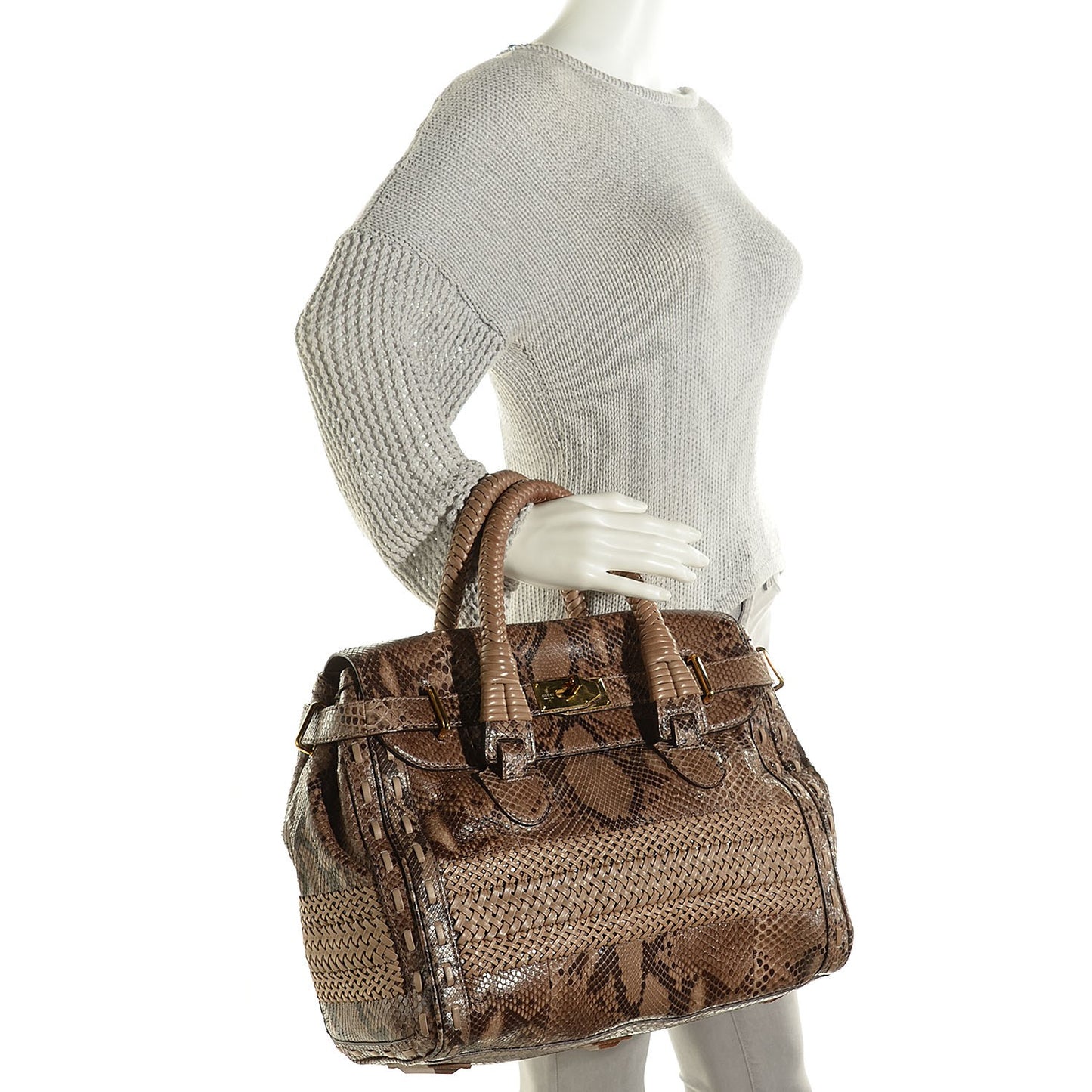 Python Leather Handmade Large Top Handle Bag