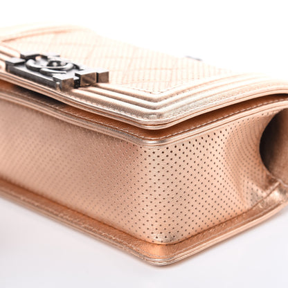 Chanel Metallic Calfskin Perforated Small Boy Flap Rose Gold 9 of 11