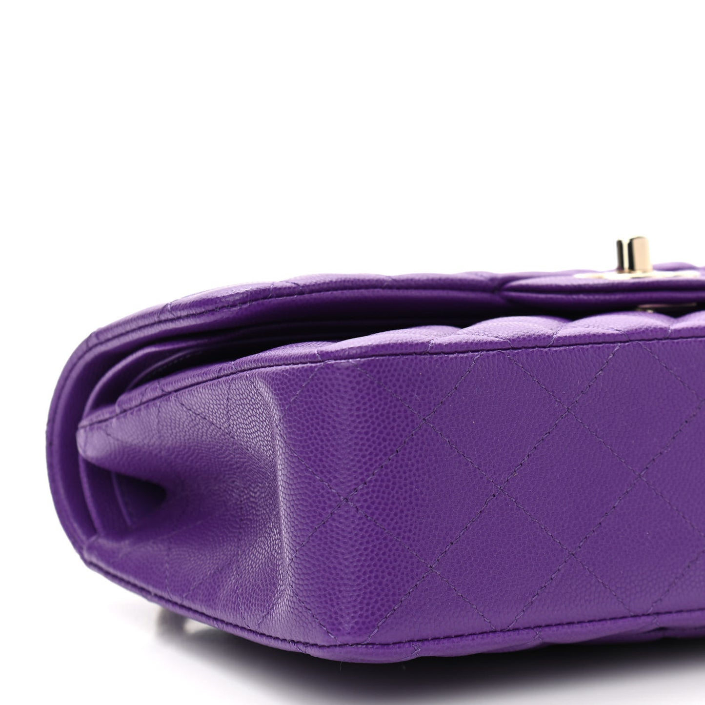Caviar Quilted Small Double Flap Dark Purple