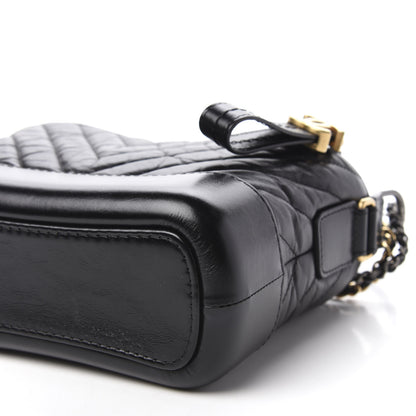 Chanel Aged Calfskin Chevron Quilted Small Gabrielle Hobo Black 7 of 10