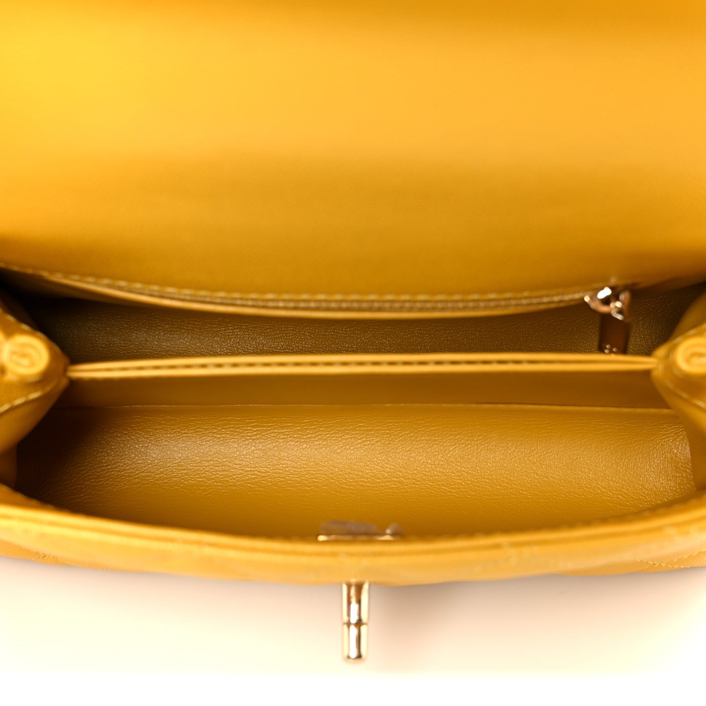 Caviar Quilted Mini Coco Handle Flap Yellow