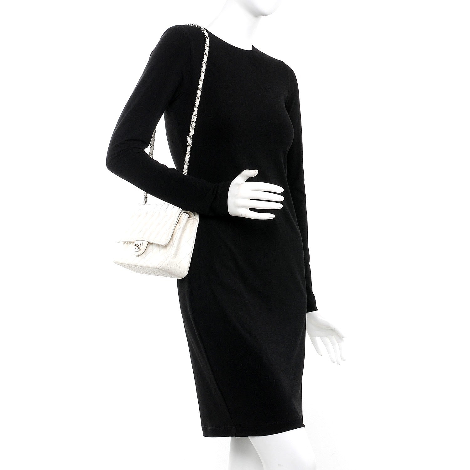 Chanel Caviar Quilted Medium Double Flap White 2 of 10