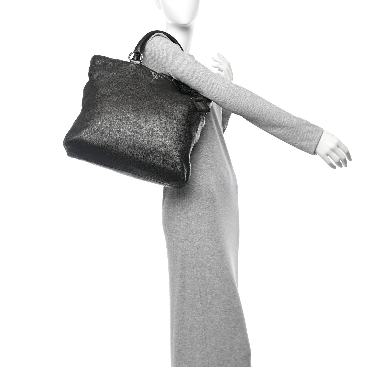 Prada Vitello Daino Shopping Tote Piombo Mordore 2 of 12