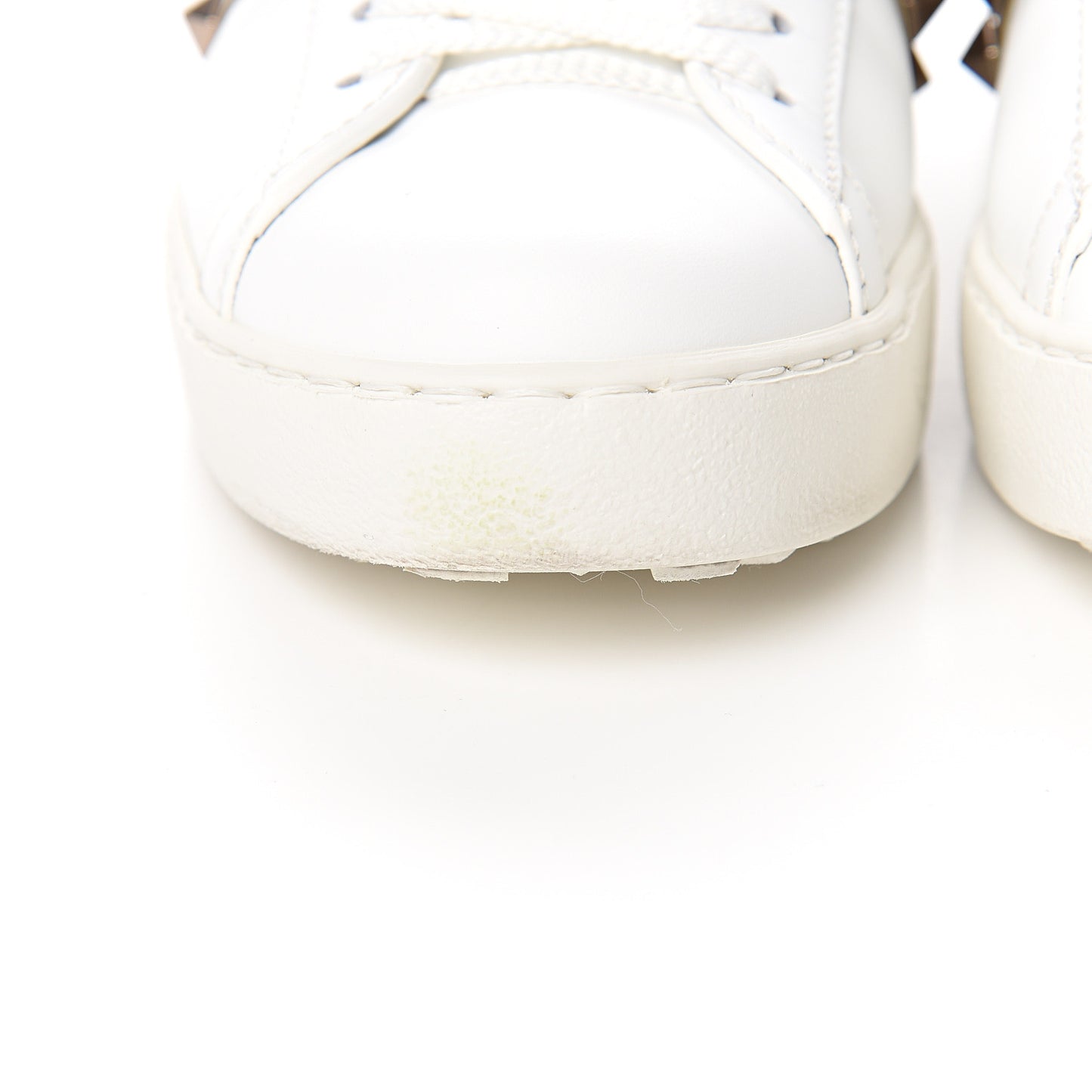 Calfskin Rockstud Untitled Open Sneakers 37 White Pewter