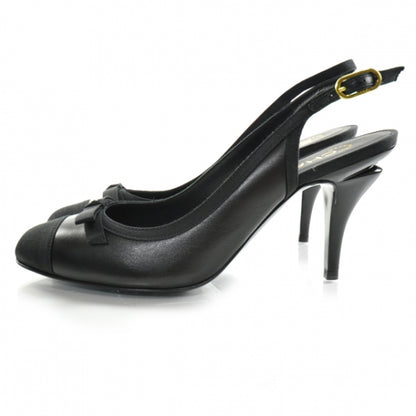 Chanel CC Bow Slingback Pumps 38 Black 2 of 10