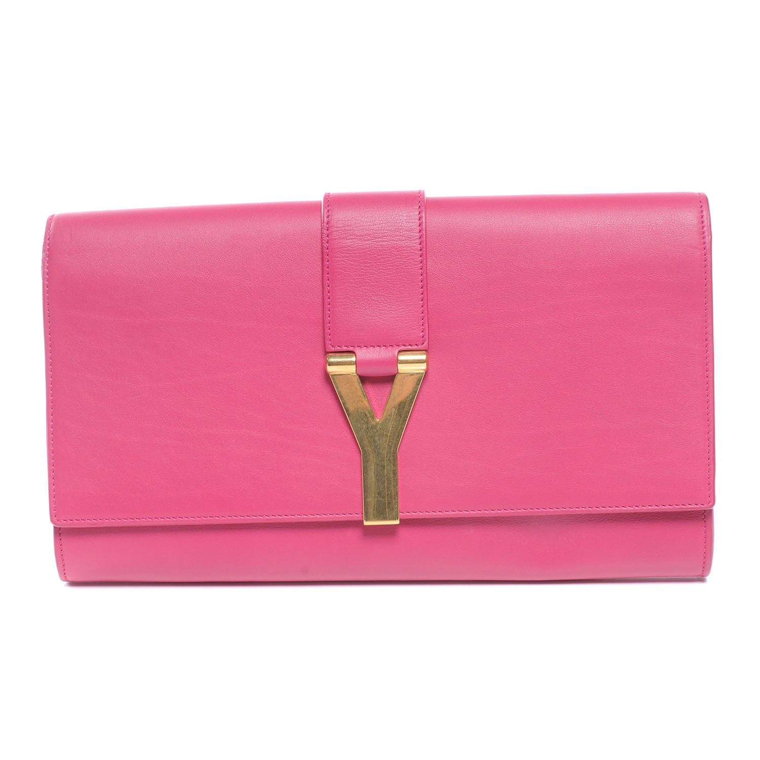 Saint Laurent Leather Classic Y Chyc Clutch Fuchsia 1 of 9