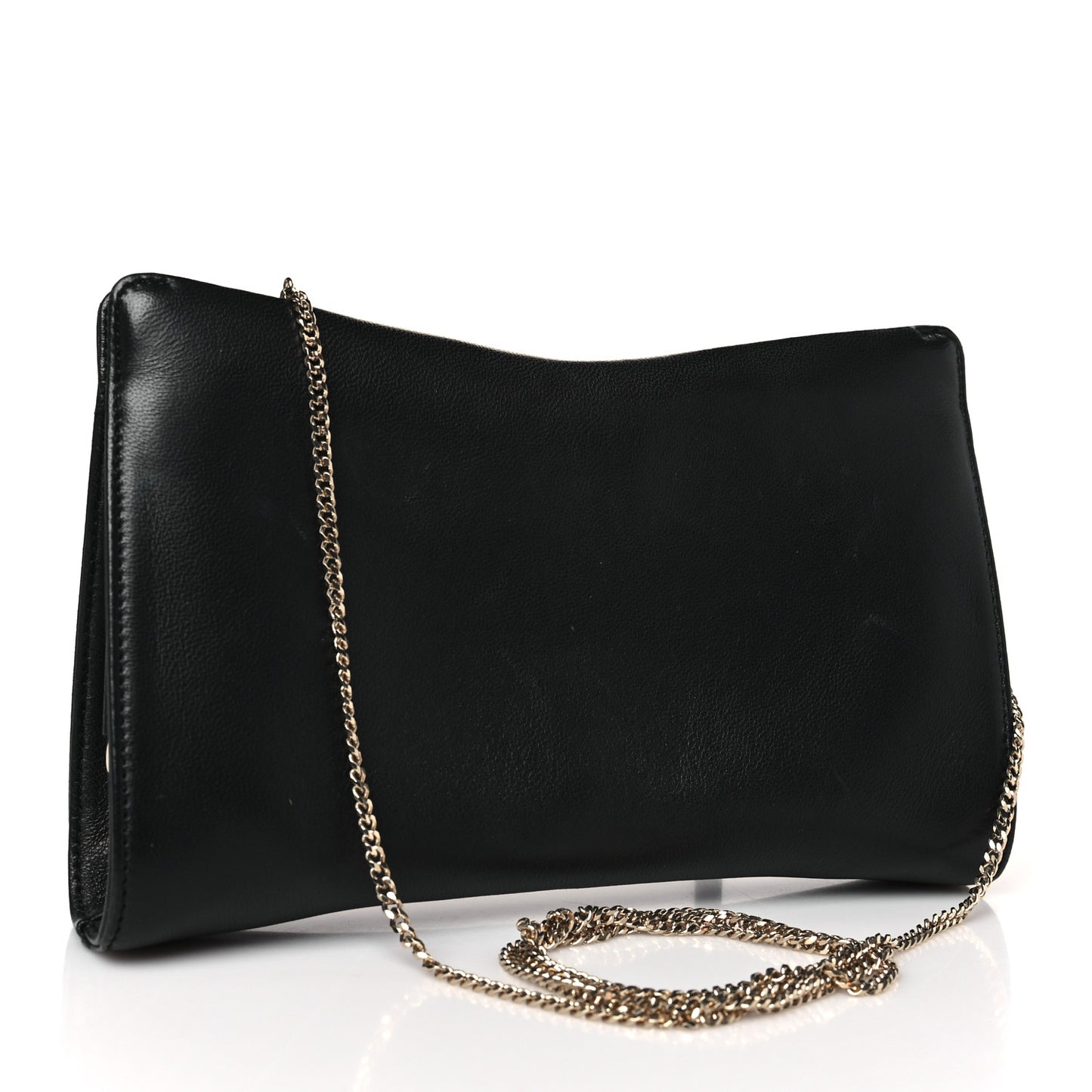 Nappa Crystal Venus Clutch with Chain Black