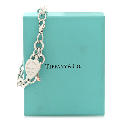 Tiffany Sterling Silver Rubedo Return to Tiffany Heart Tag Key Charm Bracelet 4 of 4