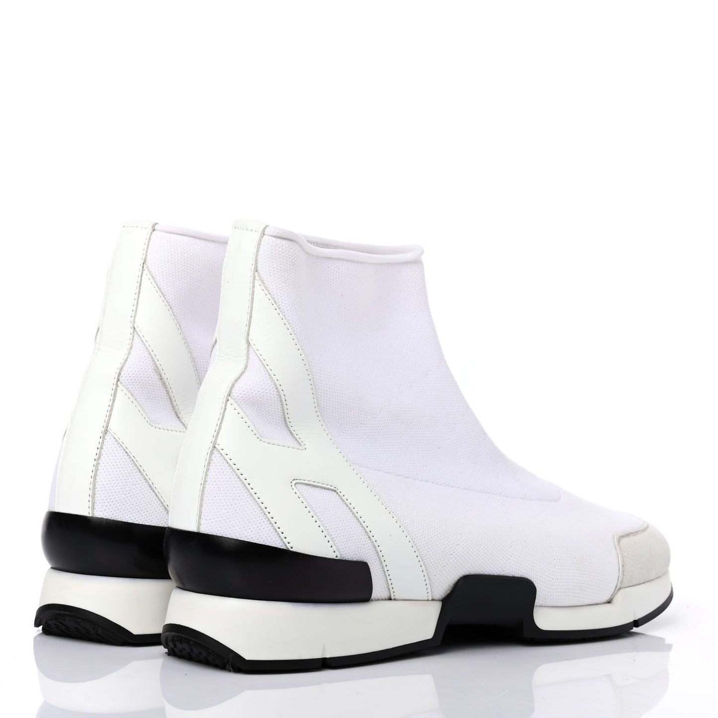 Mesh Calfskin Suede Soft Sneakers 40 White