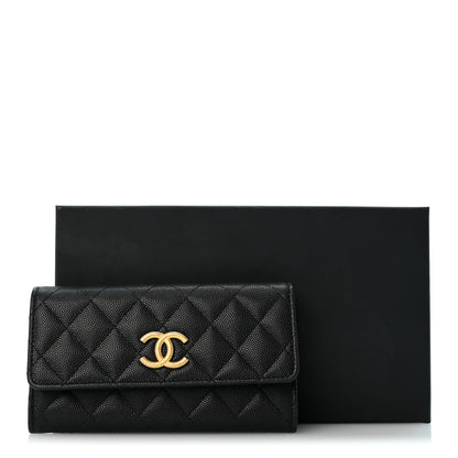 Chanel Caviar Quilted Textured CC Flap Wallet Black 9 of 9