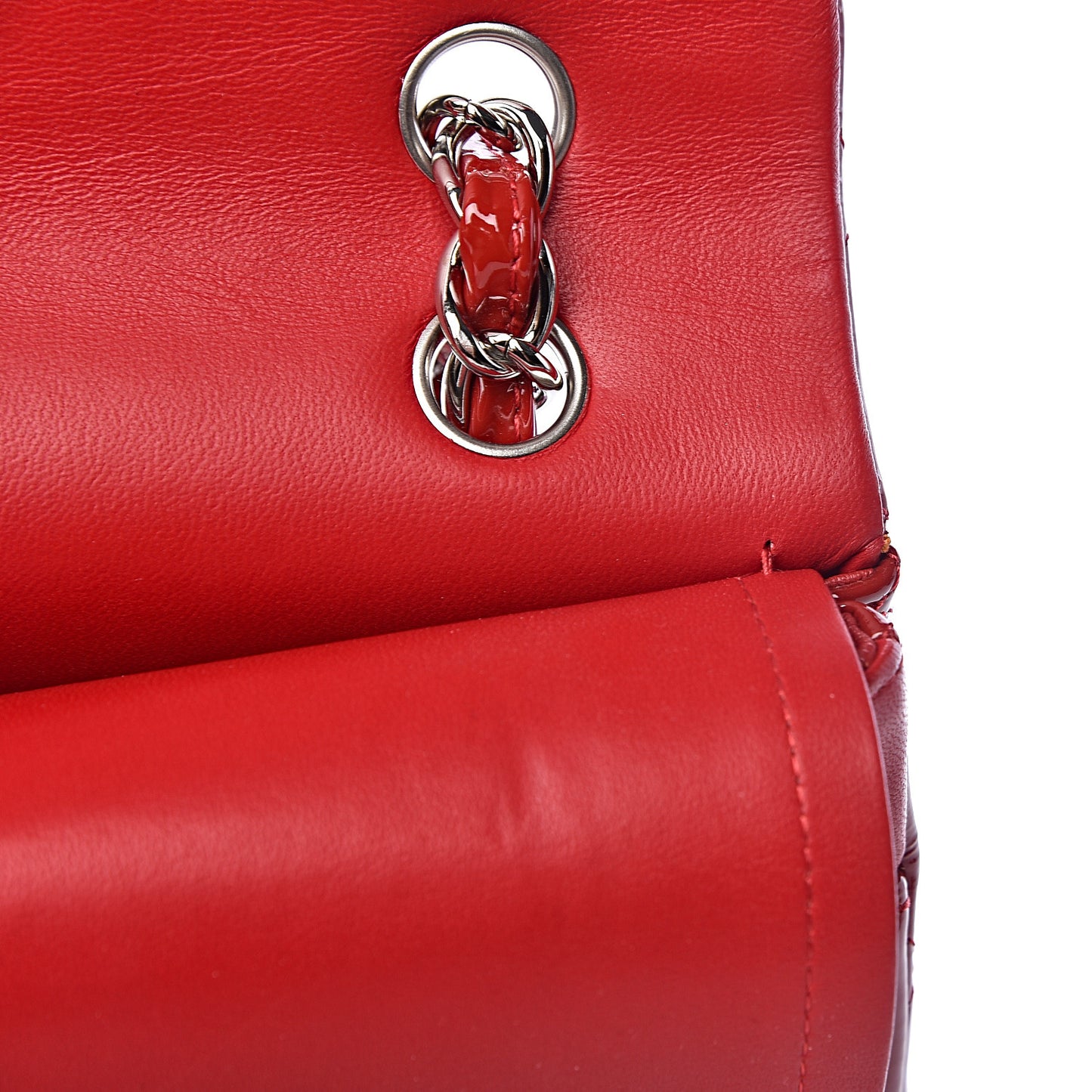 Patent Quilted Maxi Double Flap Red