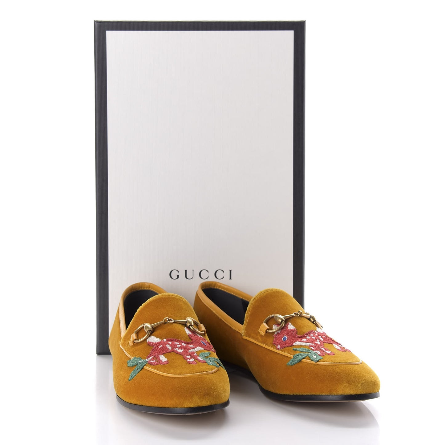 Softy Velvet Malaga Kid Deer Embroidered Jordaan Loafers 36.5 Senape Crop