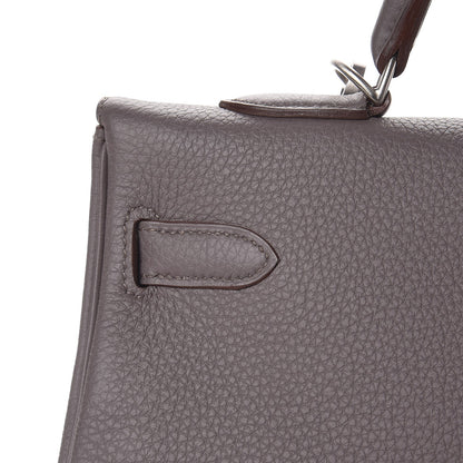 Hermes Togo Horseshoe Kelly Retourne 35 Etain Bleu Tempete 16 of 36