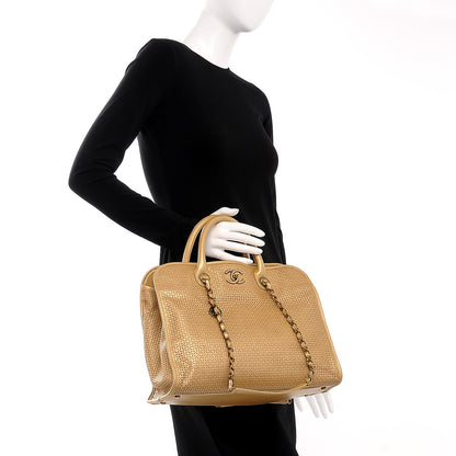 Chanel Metallic Calfskin Perforated Up In The Air Tote Gold 2 of 8