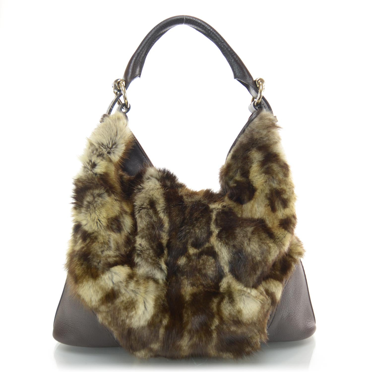 Gucci Leopard Print Fur Large Signoria Hobo 1 of 7