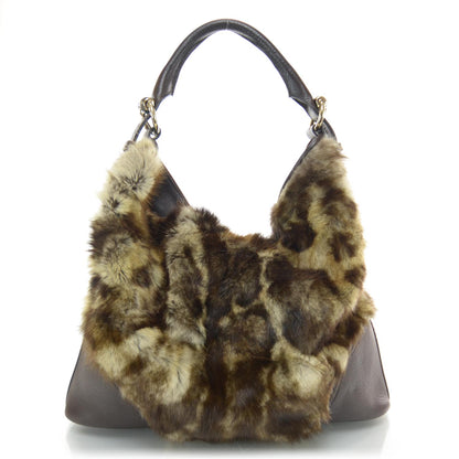 Gucci Leopard Print Fur Large Signoria Hobo 1 of 7
