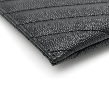 Saint Laurent Grain De Poudre Chevron Monogram Bill Pouch Black 8 of 11