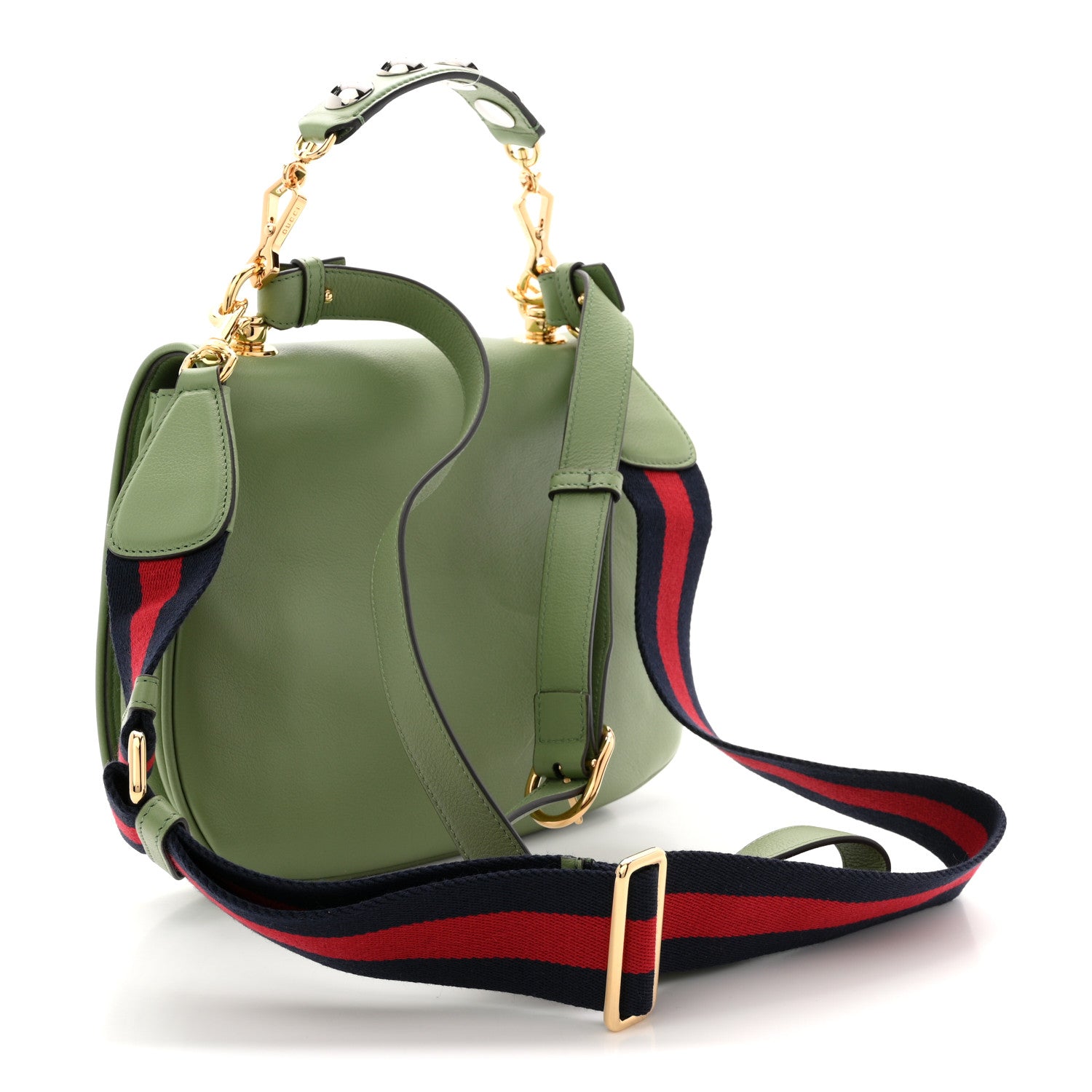 GUCCI バッグ Gucci Roxy Calfskin Web Medium Blondie Top Handle Shoulder Flap