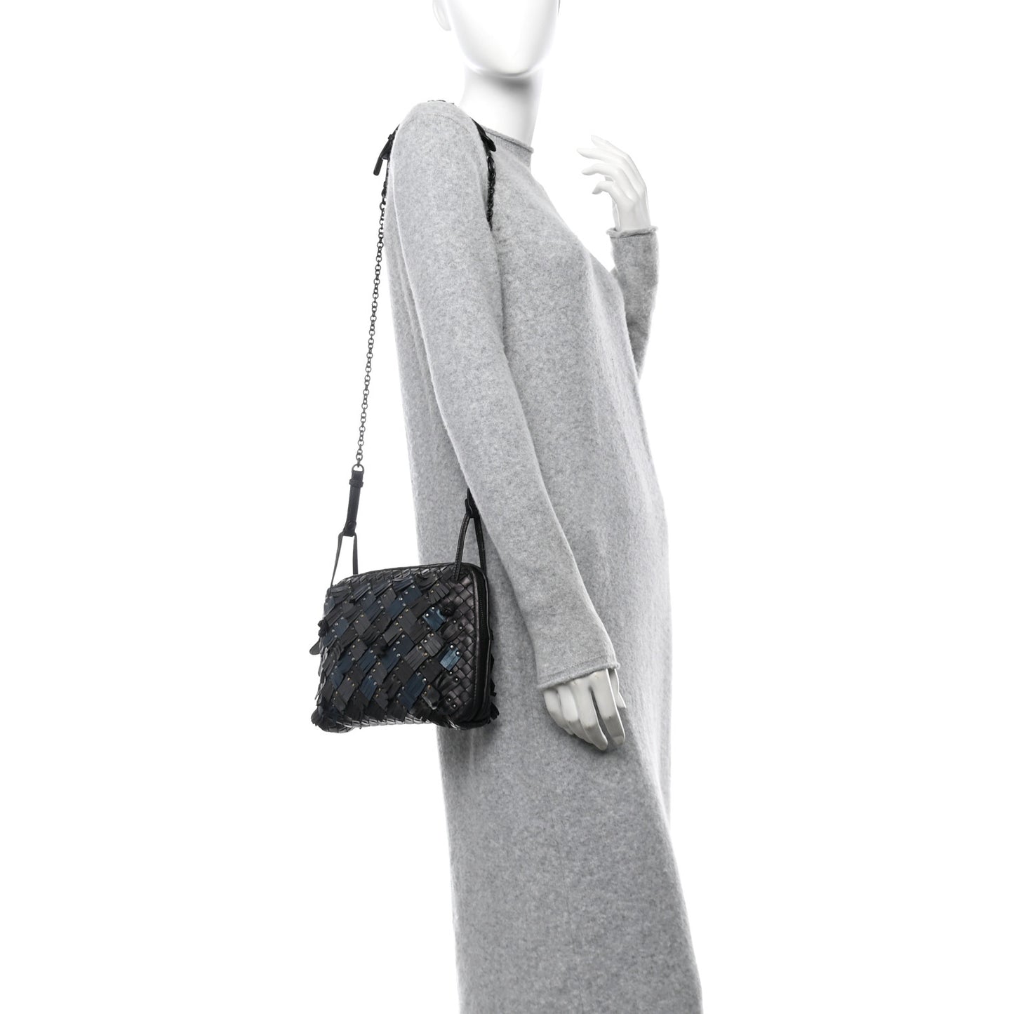Nappa Intrecciato Fringe Studded Nodini Crossbody Messenger Multicolor
