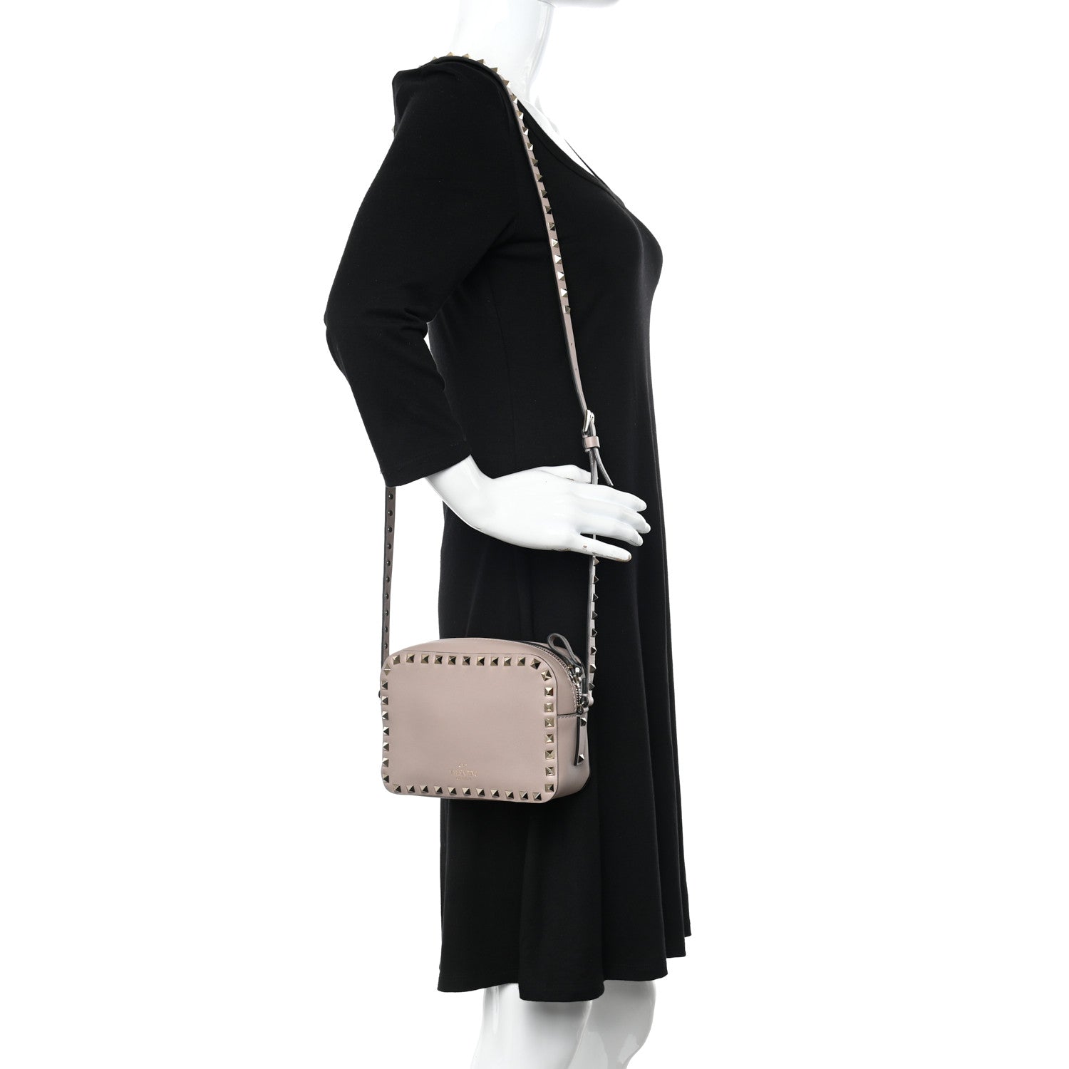 Valentino Garavani Calfskin Rockstud Camera Crossbody Bag Poudre 2 of 9