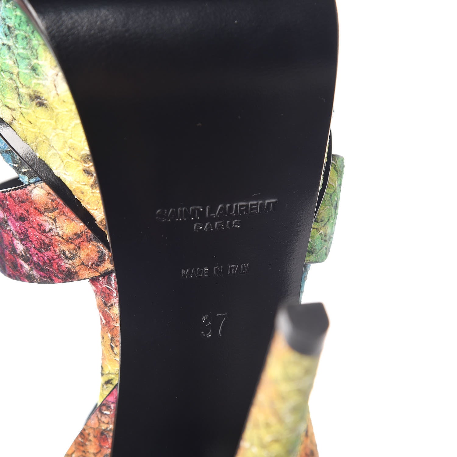 Saint Laurent Python Calfskin Embossed Africa Tie Dye Tribute 105 Platform Sandals 37 Multicolor 6 of 9
