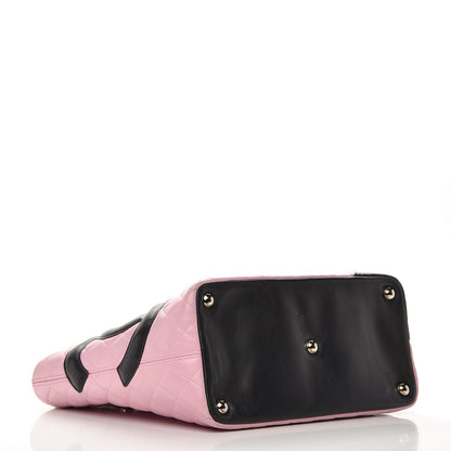 Chanel Calfskin Quilted Large Cambon Tote Pink Black 4 of 10