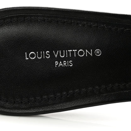 Louis Vuitton Lambskin Embossed Monogram Revival Mid Heel Mules 39 Black 7 of 10