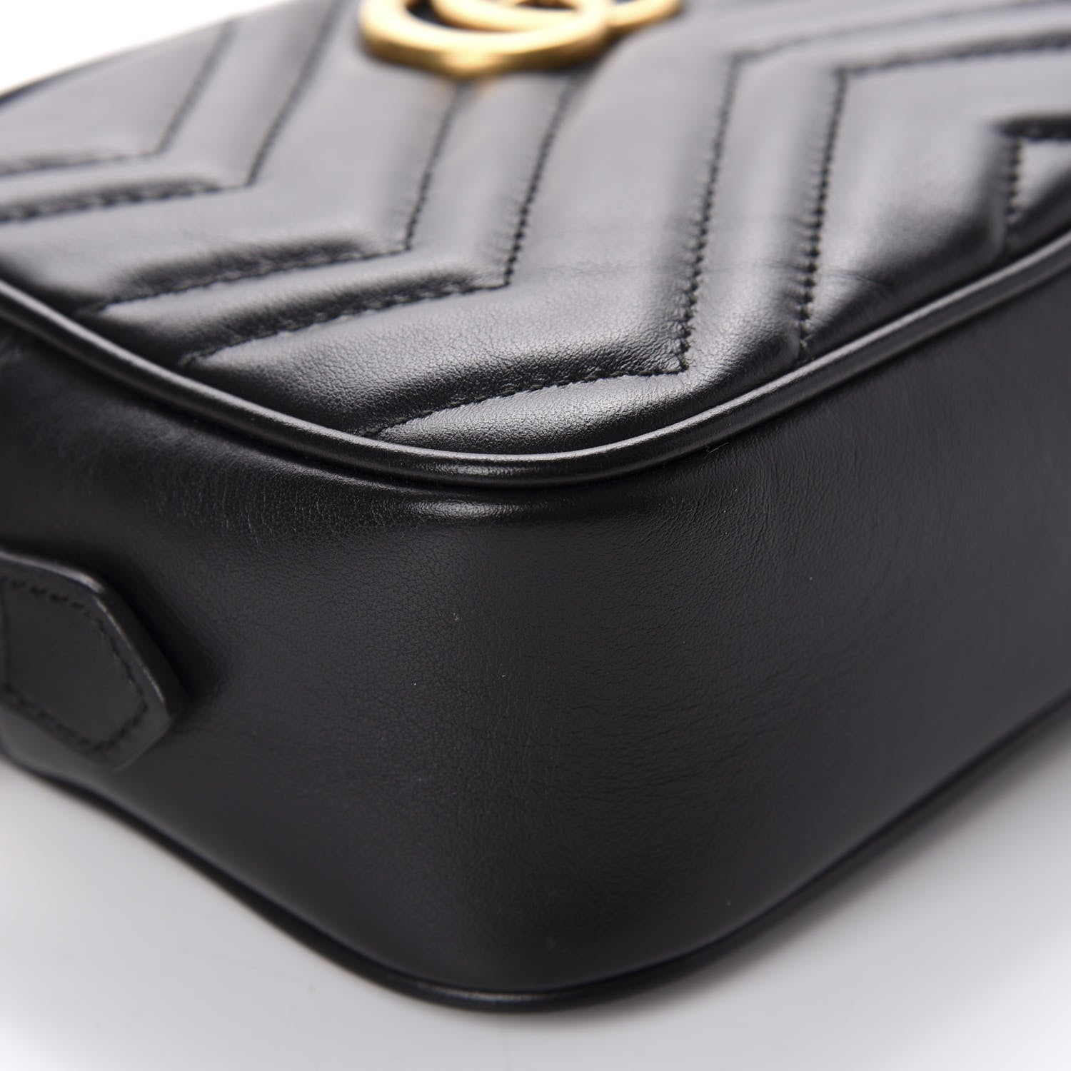 Gucci Calfskin Matelasse Mini GG Marmont Chain Shoulder Bag Black 5 of 10